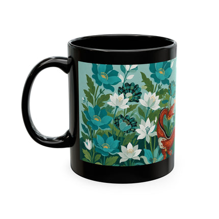 🐉🌿 The Lady & The Garden Dragon Ceramic Mug – Art Deco Botanical Whimsy