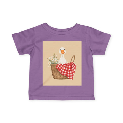 🦆🌼 The Little Daisy Basket Duckling Infant Fine Jersey Tee – Whimsical Woodland Charm