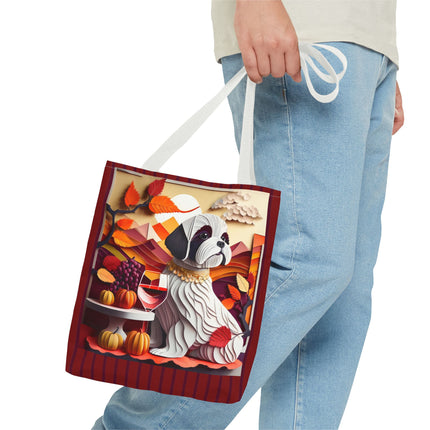 Shih Tzu at an Autumn Wine Tasting Tote Bag (AOP)