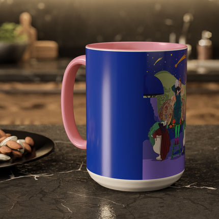 Wishes Beneath the Comet Sky Colorful Mug (11oz, 15oz) – Celestial Magic, Art Deco Elegance & Dreamy Wonder