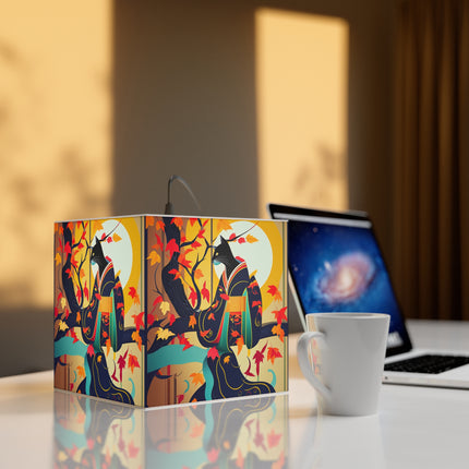 Black Cat in Kimono Light Cube Lamp