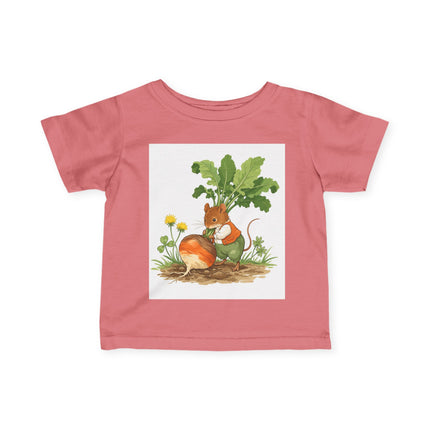 🐭🥕 The Little Garden Harvest Mouse Infant Fine Jersey Tee – Whimsical Woodland Charm