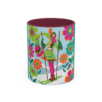 🎿🌸 The Winter Flower Adventurer Colorful Mug – Colorful Ski Fantasy
