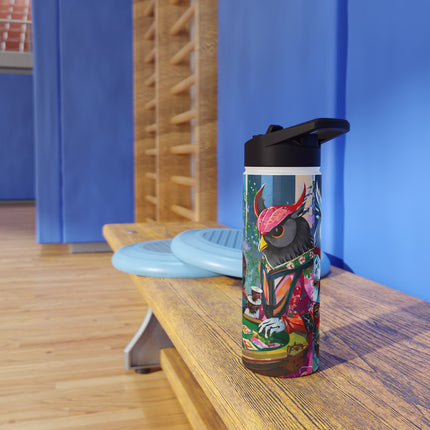 Cyberpunk Owl & Raven Stainless Steel Water Bottle