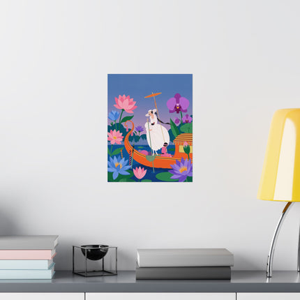 🪷🛶 The Lady Of The Lotus Lake Matte Vertical Poster – Art Deco Botanical Fantasy