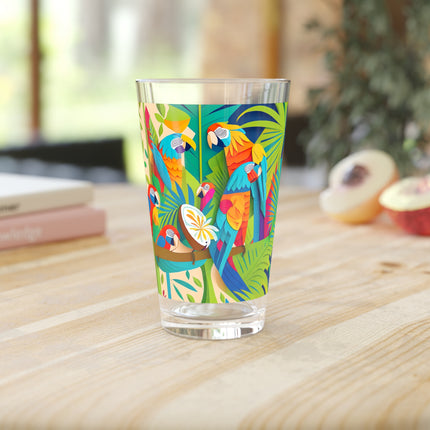 Colorful Macaws Glass, 16oz