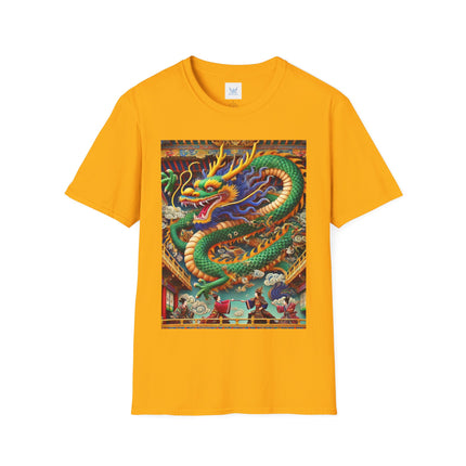 Tibetan Dragon Over Kabuki Duel Softstyle T-Shirt