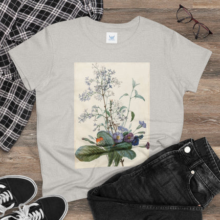 A Bouquet of Flowers with Insects by Pierre Joseph Redouté Women's Midweight Cotton Tee