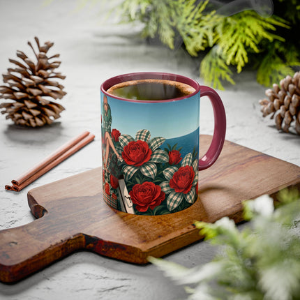 ⛵🌹 The Seaside Rose Traveler Colorful Mug – Art Deco Floral Elegance