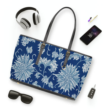 Blue Flower Pattern by Owen Jones PU Leather Shoulder Bag