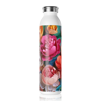 Peonies in Full Bloom Slim Water Bottle