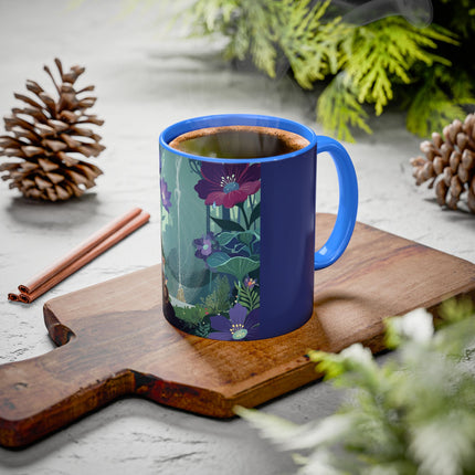 The Lady Of The Moonlit Fountain Colorful Mugs – Art Deco Botanical Serenity