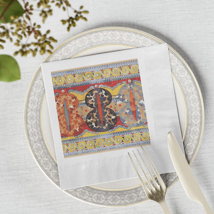 Reproduction of the Shield Frieze by Emile Gilliéron White Coined Napkins