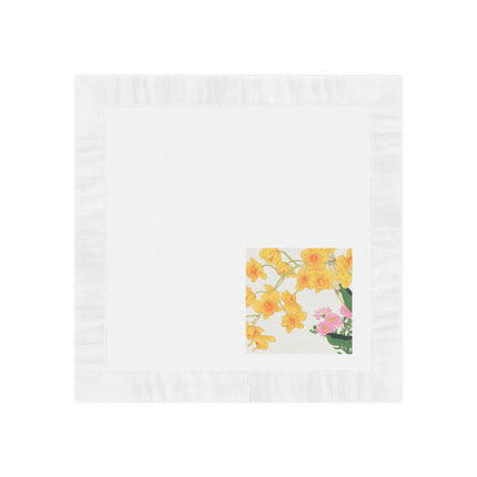 Golden Bow Orchid by Tanigami Kônan White Coined Napkins