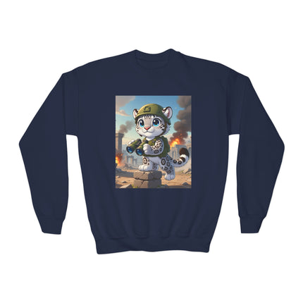 Snow Leopard Lookout Youth Crewneck Sweatshirt – Courage, Curiosity & High-Altitude Adventure