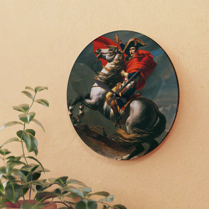 Napoleon Crossing the Alps by Jacques-Louis David Acrylic Wall Clock, Round and Square