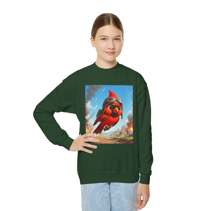 Cardinal Dive Bomber Youth Crewneck Sweatshirt – Action, Courage & High-Flying Adventure