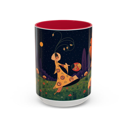 🌙🌼 The Moonlit Floral Dancer Colorful Mug – Art Deco Garden Fantasy