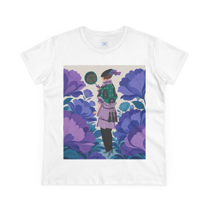 💜🌸 The Violet Garden Promenade Cotton Tee – Art Deco Floral Fashion