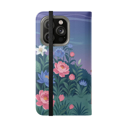 🐦🌸 The Lady And The Golden Bird Flip Case – Art Deco Floral Reverie