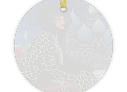 Elegant Winter Woman in Sleigh Glass Ornament