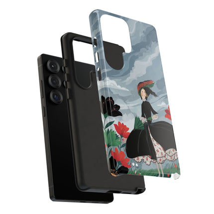 🌧️🌺 The Stormy Flower Walk Phone Case – Art Deco Floral Fashion