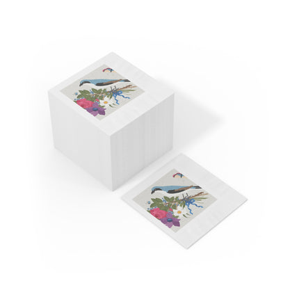 Bluebird & Butterfly White Coined Napkins – Spring Harmony & Delicate Beauty