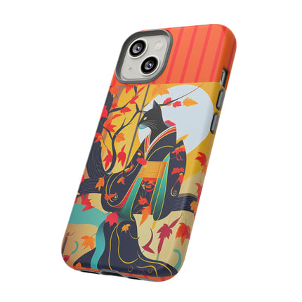 Black Cat in Kimono Phone Cases