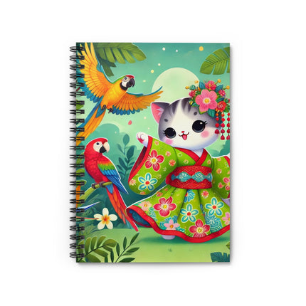 Parrot Dance of the Geisha Kitten Spiral Notebook - Ruled Line