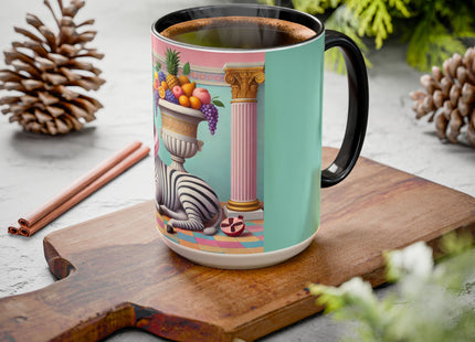 Still Life with Zebra, Fruit, and Pink Columns Colorful Mugs (11oz, 15oz)