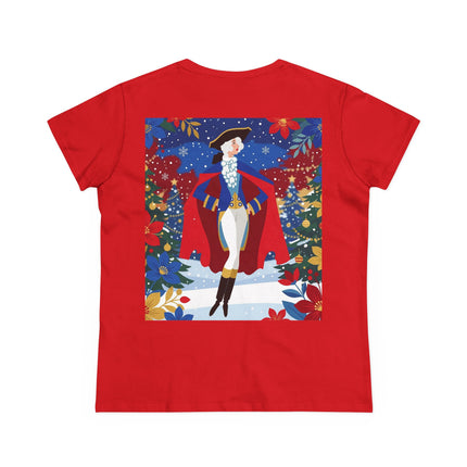 🎄🎭 The Christmas Masquerade Lady Cotton Tee – Art Deco Holiday Glamour