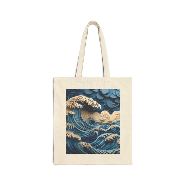 Dramatic Ocean with Crashing Waves Cotton Canvas Tote Bag
