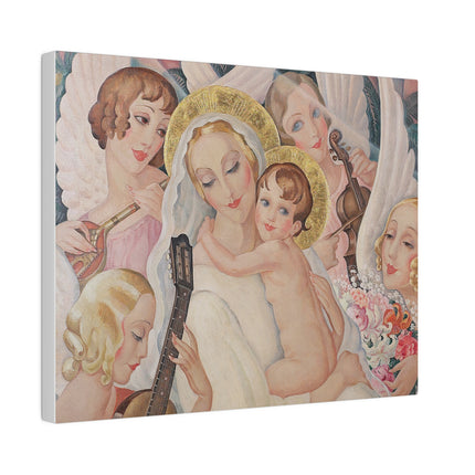 Madonna with Child and Musical Angels – 1935 Art Deco Painting by Gerda Wegener