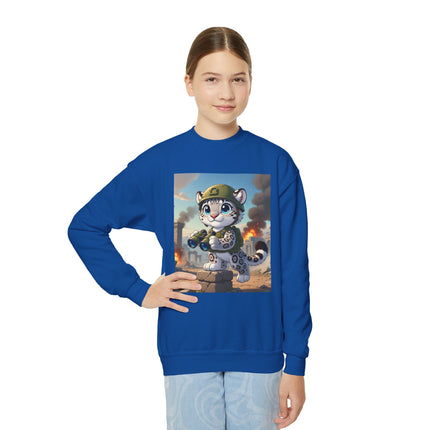 Snow Leopard Lookout Youth Crewneck Sweatshirt – Courage, Curiosity & High-Altitude Adventure