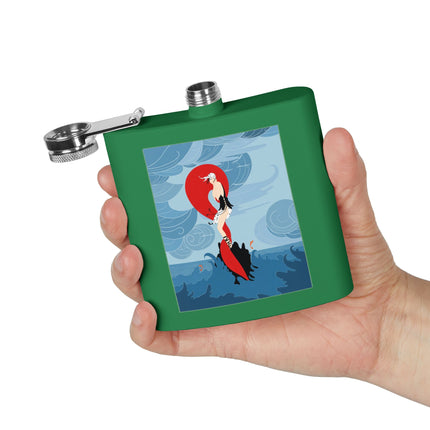 Siren of the Waves Stainless Steel Flask – Dramatic Sea Power & Bold Elegance