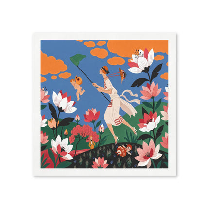 🪁🌺 The Lady Of The Flying Garden Napkins – Art Deco Floral Fantasy