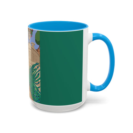 The Peacock's Admiration Colorful Mug (11oz, 15oz) – Rococo Elegance, Peacock Beauty & Garden Charm