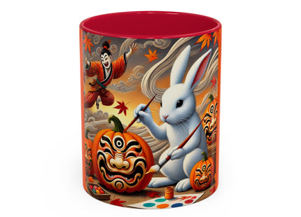 Halloween Rabbit’s Kabuki Jack-o’-Lanterns Colorful Mugs (11oz, 15oz)