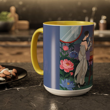 Whispers to the Golden Songbird Colorful Mugs – Art Deco Garden Elegance