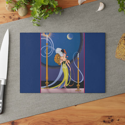 Smoke and Secrets: A Glamorous Encounter in Prohibition Era Glass Cutting Board