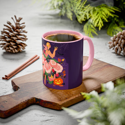 🌹🎃 The Lady Of The Haunted Rose Garden Colorful Mug – Romantic Halloween Charm