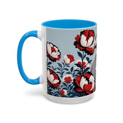 ❤️🌺 The Scarlet Blossom Dancer Colorful Mug – Art Deco Fashion Whimsy