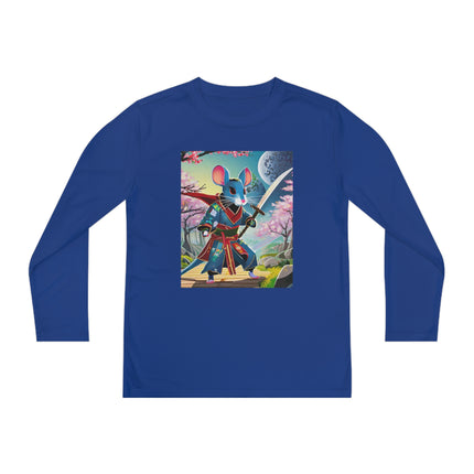 Cyber Samurai Rat Youth Long Sleeve Competitor Tee – Neon Warriors & Futuristic Adventure