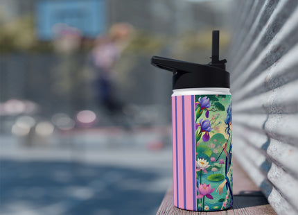 Fairy of the Koi Pond Stainless Steel Water Bottle, Standard Lid