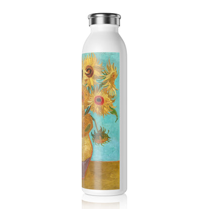 Vase with Twelve Sunflowers by Vincent Van Gogh Slim Water Bottle