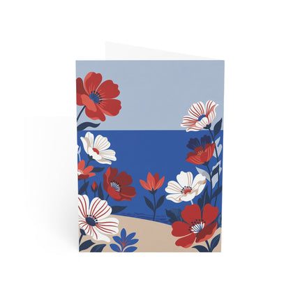 ⚓🌺 The Lady With The Looking Glass Greeting Card – Art Deco Seaside Fashion