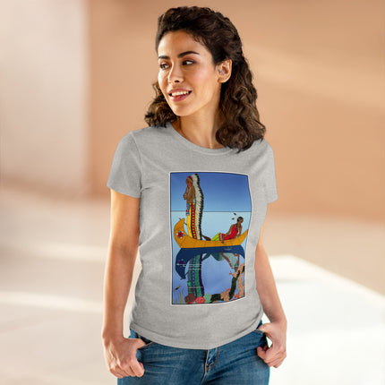 Le long du Missouri (Indian couple in a canoe on the Missouri River) by George Barbier Women's Midweight Cotton Tee