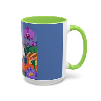 The Lady Of The Lotus Voyage Colorful Mugs – Art Deco Botanical Elegance