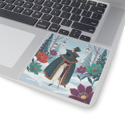 🏮❄️ The Winter Lantern Promenade Kiss-Cut Sticker – Art Deco Holiday Fantasy
