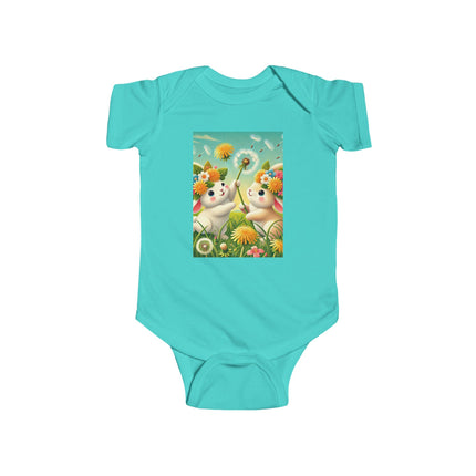 Springtime Bunny Friends Baby Bodysuit – Playful Meadow Bunny Design